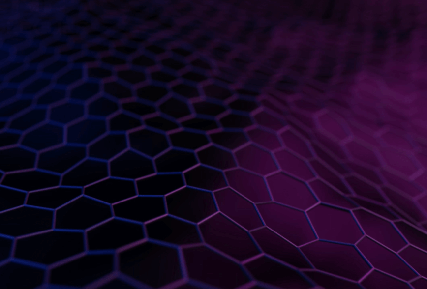 Hexagonal grid pattern with a gradient of purple and blue colors