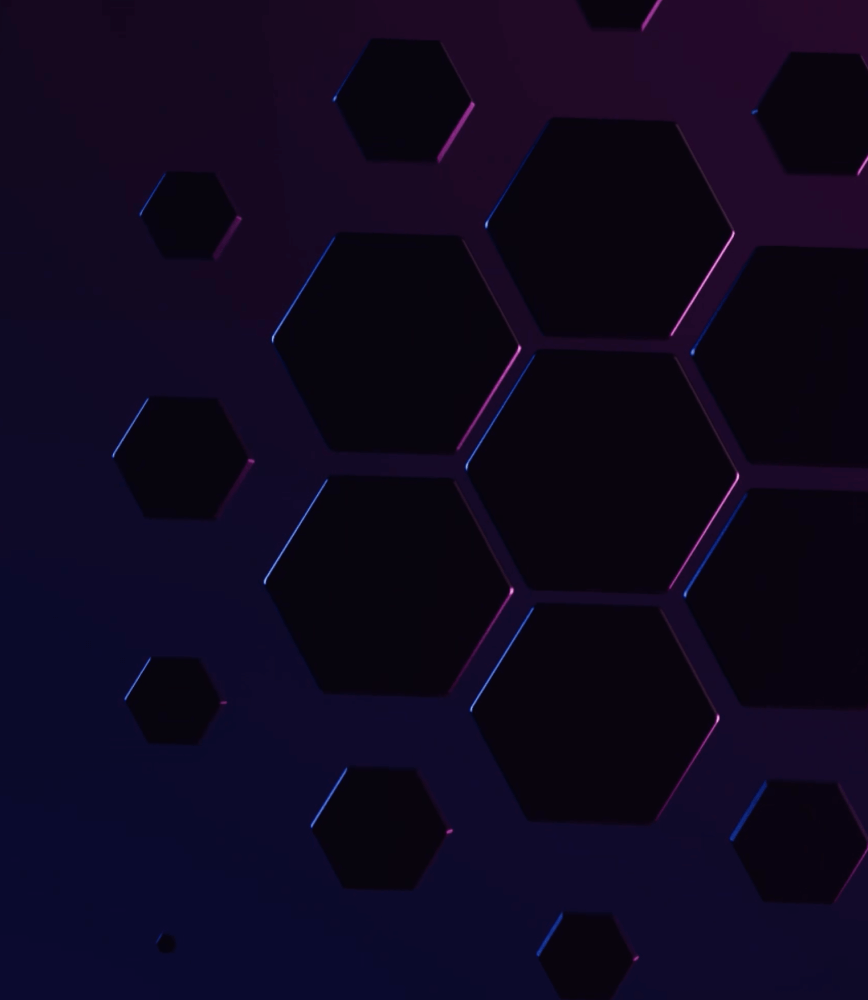Hexagonal pattern with glowing edges on a dark background